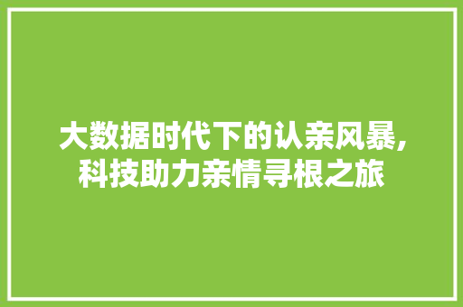 大数据时代下的认亲风暴,科技助力亲情寻根之旅