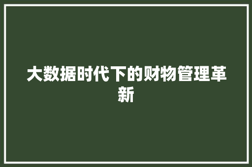 大数据时代下的财物管理革新