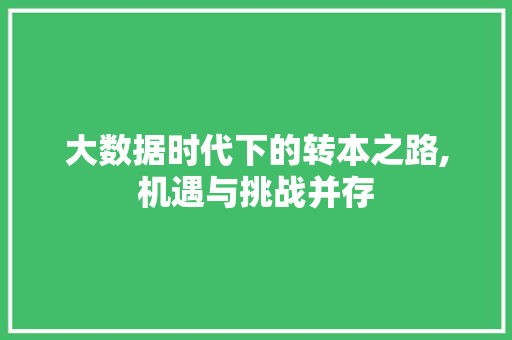 大数据时代下的转本之路,机遇与挑战并存
