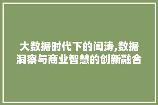 大数据时代下的闫涛,数据洞察与商业智慧的创新融合