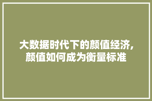 大数据时代下的颜值经济,颜值如何成为衡量标准