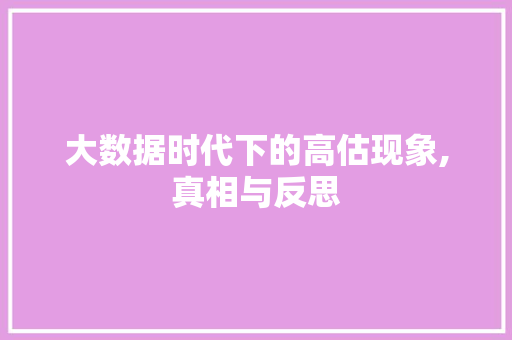 大数据时代下的高估现象,真相与反思