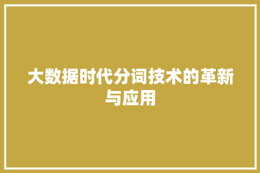 大数据时代分词技术的革新与应用