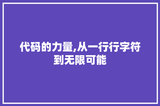 代码的力量,从一行行字符到无限可能