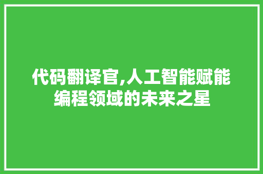 代码翻译官,人工智能赋能编程领域的未来之星
