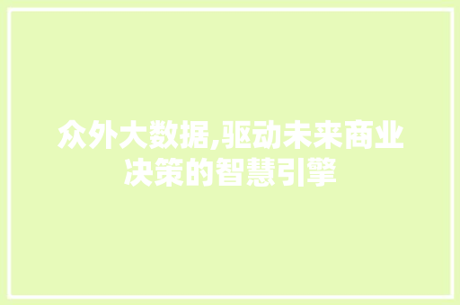 众外大数据,驱动未来商业决策的智慧引擎