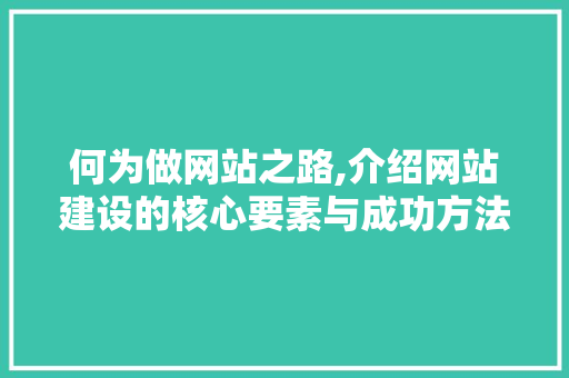 何为做网站之路,介绍网站建设的核心要素与成功方法