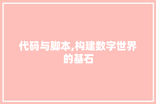 代码与脚本,构建数字世界的基石