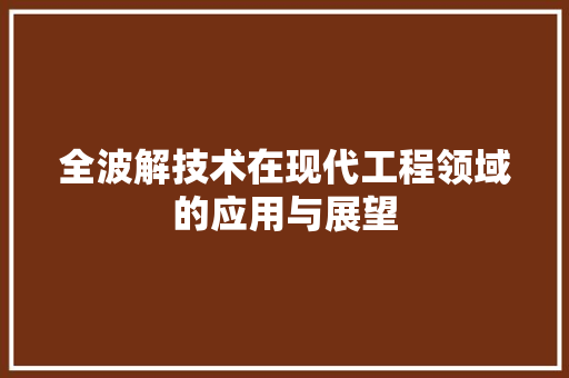 全波解技术在现代工程领域的应用与展望