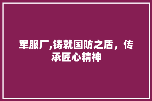 军服厂,铸就国防之盾，传承匠心精神