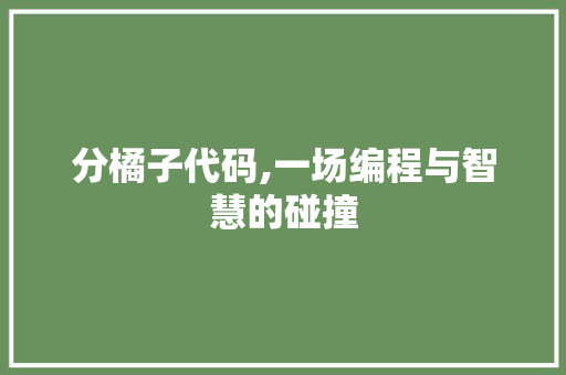分橘子代码,一场编程与智慧的碰撞