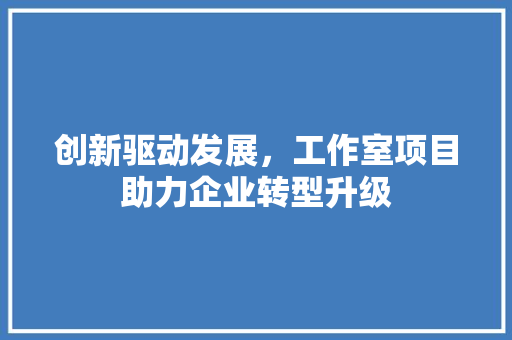 创新驱动发展，工作室项目助力企业转型升级