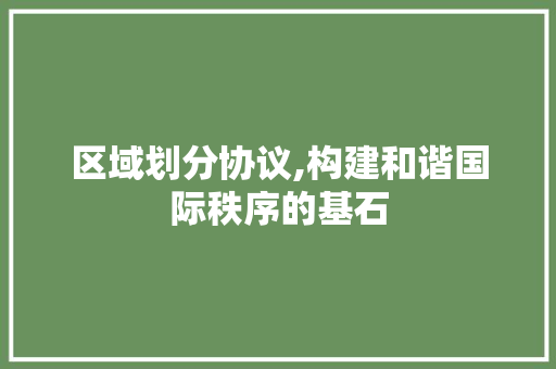 区域划分协议,构建和谐国际秩序的基石