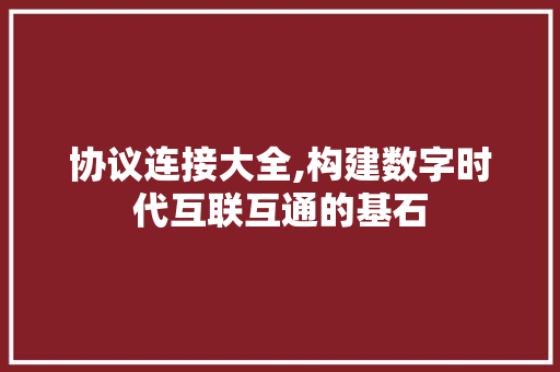 协议连接大全,构建数字时代互联互通的基石
