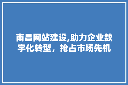 南昌网站建设,助力企业数字化转型，抢占市场先机