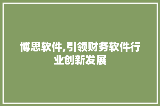 博思软件,引领财务软件行业创新发展