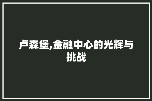卢森堡,金融中心的光辉与挑战