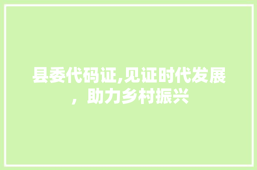 县委代码证,见证时代发展，助力乡村振兴