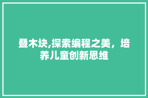 叠木块,探索编程之美，培养儿童创新思维