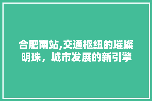 合肥南站,交通枢纽的璀璨明珠，城市发展的新引擎