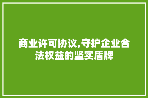 商业许可协议,守护企业合法权益的坚实盾牌