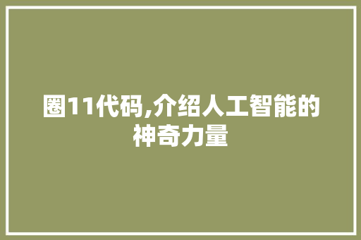 圈11代码,介绍人工智能的神奇力量