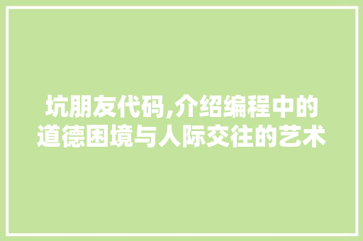 坑朋友代码,介绍编程中的道德困境与人际交往的艺术