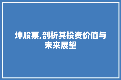 坤股票,剖析其投资价值与未来展望