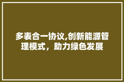 多表合一协议,创新能源管理模式，助力绿色发展