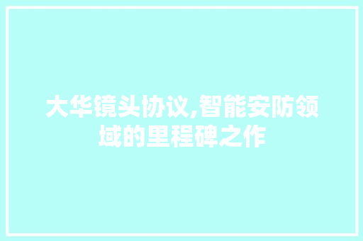 大华镜头协议,智能安防领域的里程碑之作
