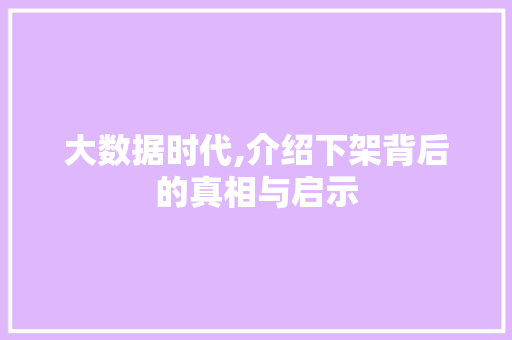 大数据时代,介绍下架背后的真相与启示