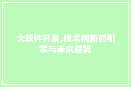 大软件开发,技术创新的引擎与未来趋势