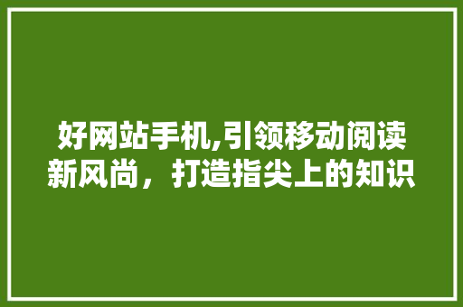 好网站手机,引领移动阅读新风尚，打造指尖上的知识殿堂
