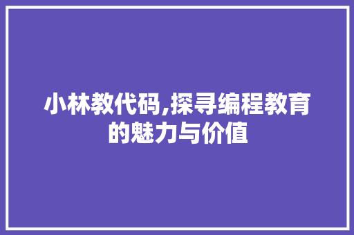 小林教代码,探寻编程教育的魅力与价值