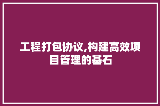 工程打包协议,构建高效项目管理的基石