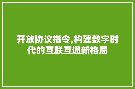 开放协议指令,构建数字时代的互联互通新格局