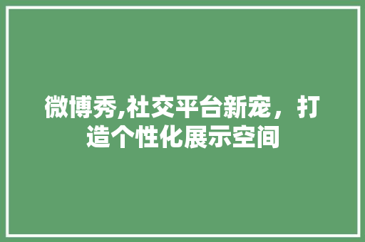 微博秀,社交平台新宠，打造个性化展示空间