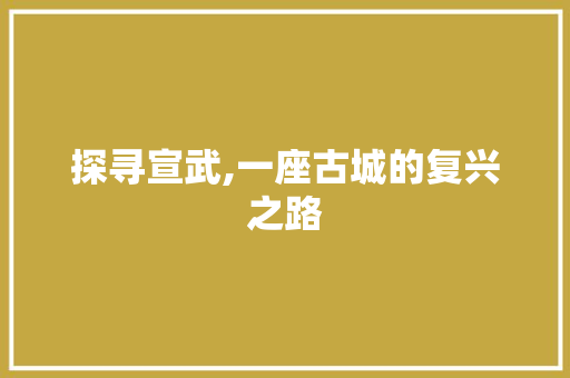 探寻宣武,一座古城的复兴之路