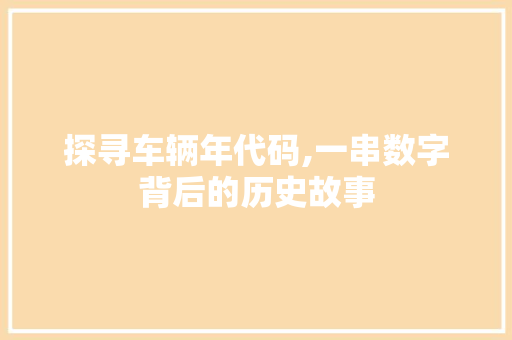 探寻车辆年代码,一串数字背后的历史故事