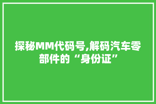 探秘MM代码号,解码汽车零部件的“身份证”