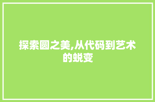 探索圆之美,从代码到艺术的蜕变