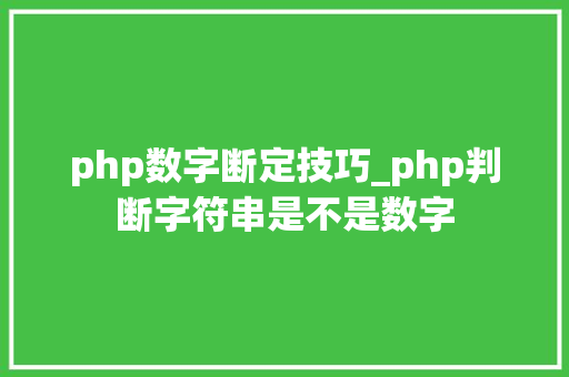 php数字断定技巧_php判断字符串是不是数字