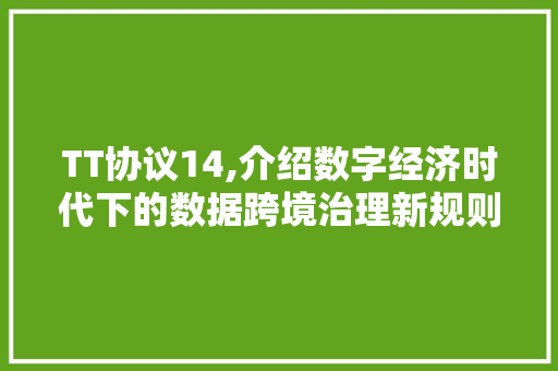 TT协议14,介绍数字经济时代下的数据跨境治理新规则