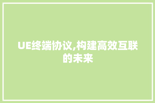 UE终端协议,构建高效互联的未来