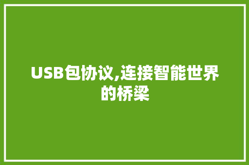 USB包协议,连接智能世界的桥梁