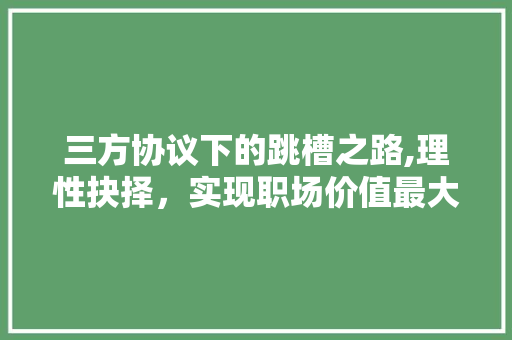 三方协议下的跳槽之路,理性抉择，实现职场价值最大化