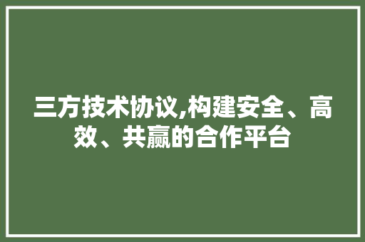 三方技术协议,构建安全、高效、共赢的合作平台