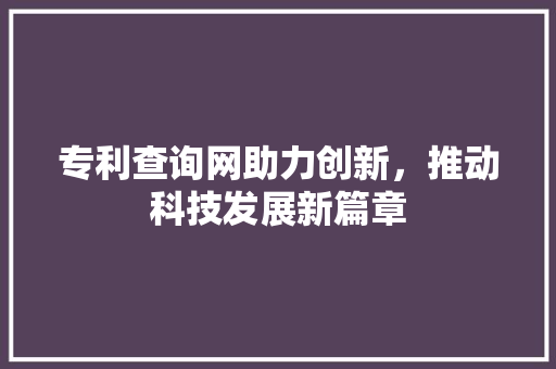 专利查询网助力创新，推动科技发展新篇章
