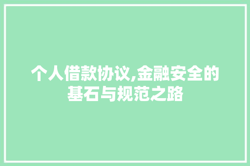 个人借款协议,金融安全的基石与规范之路