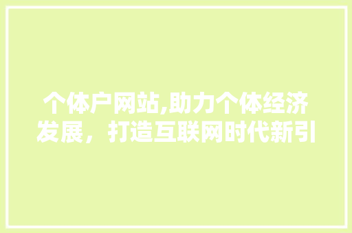 个体户网站,助力个体经济发展，打造互联网时代新引擎